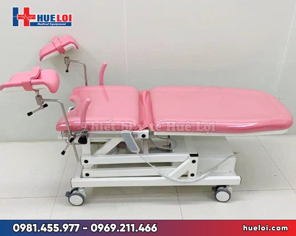 Bàn khám sản điều khiển bằng điện giá rẻ PJ-FJ2 – gọn 1450mm, hạ thấp tới 580mm